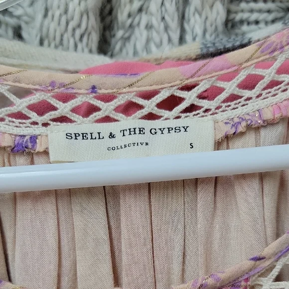 Spell Blue and Pink Flutter Sleeve Sundress - Picture 3 of 4